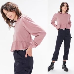 Project Social T Urban Outfitters UO Peplum Cropped Hoodie Sweatshirt Size Small